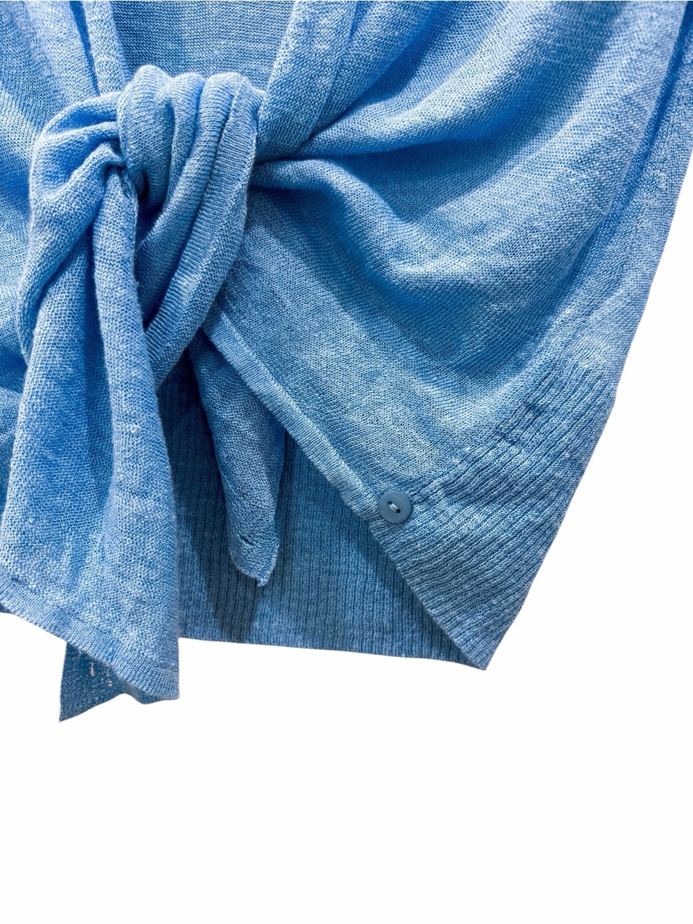 NIC+ZOE Lightweight 4 Way Slub Knit Linen Blend 3/4 Sleeve Cardigan Blue M NWT - Picture 10 of 16